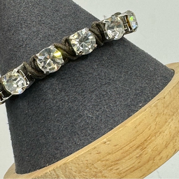 American Eagle large sparkling rhinestone woven bracelet 7” boho mob wife - Picture 5 of 13